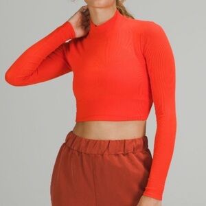 lululemon athletica Red Long Sleeve Crop Top